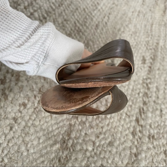 Olive Green Italian Leather Slide Sandals - Picture 3 of 4